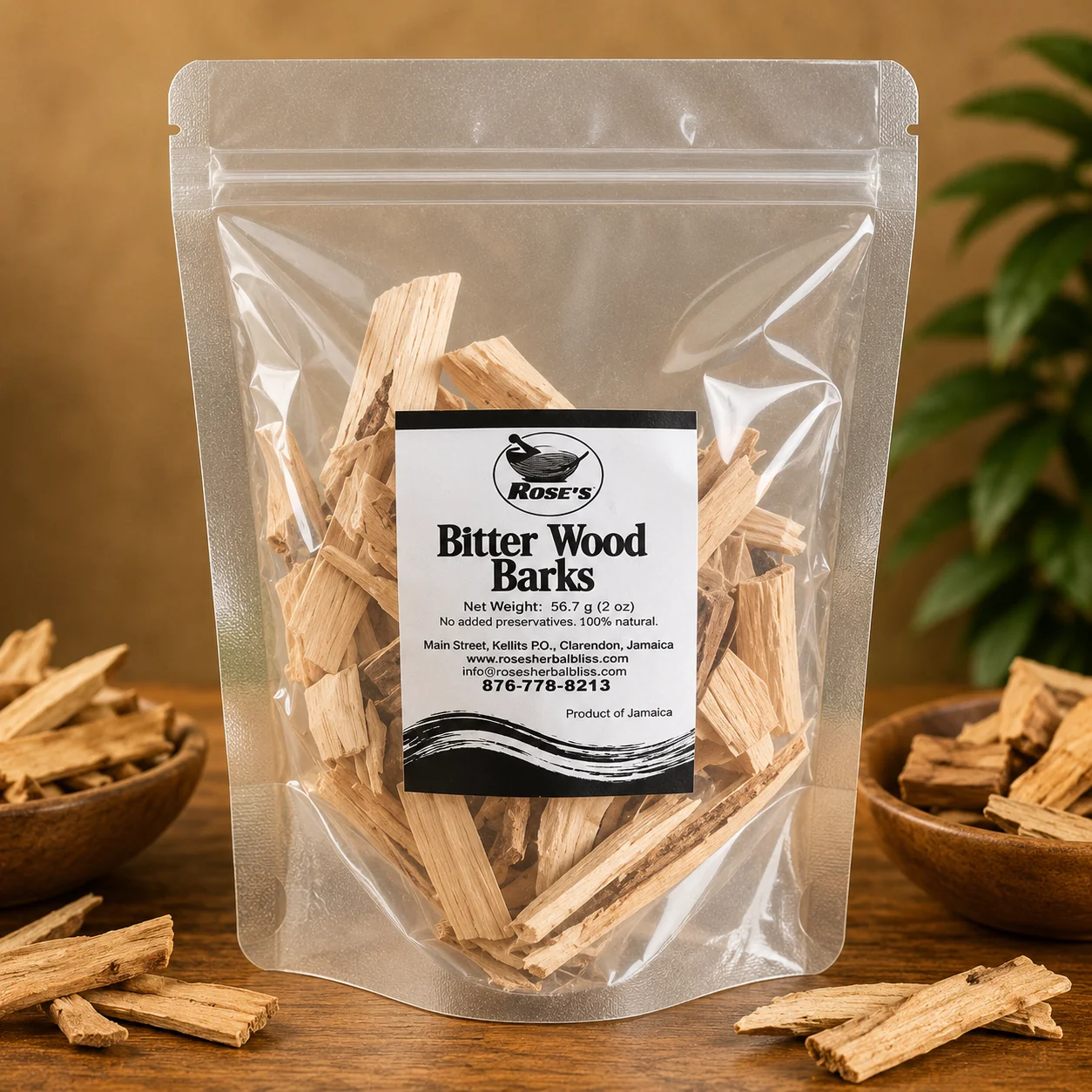 Rose's Herbal Bliss Bitter Wood Barks 2oz, natural Jamaican product