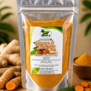 Rose's Herbal Bliss Ginger and Turmeric Powder 4oz, natural Jamaican product