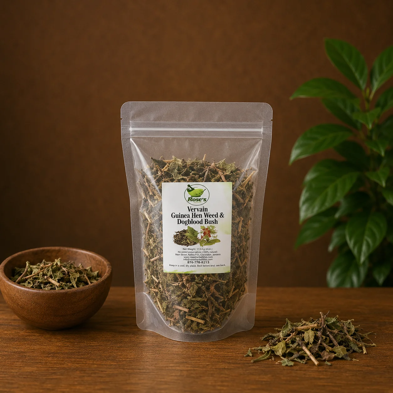 Rose's Herbal Bliss Vervain, Guinea Hen Weed and Dogblood Bush 4oz, natural Jamaican product